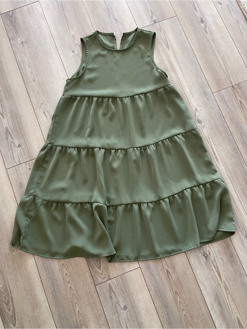 Tiered Olive Green Dress